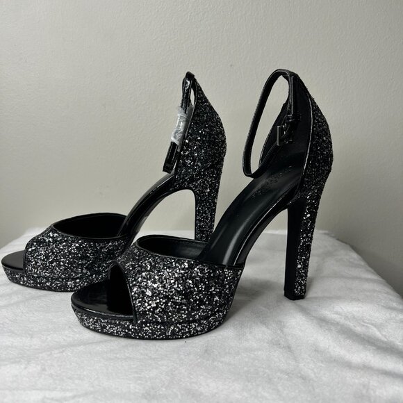 NEW! Black Glitter Sparkly Heels - Picture 3 of 10